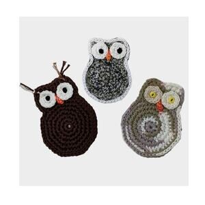 Crochet Owl Coasters Set of Two Hand Crafted Coffee Table Mug Rug Bird Nature